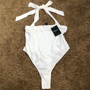 Forever 21 White Halter Body Suit NWT